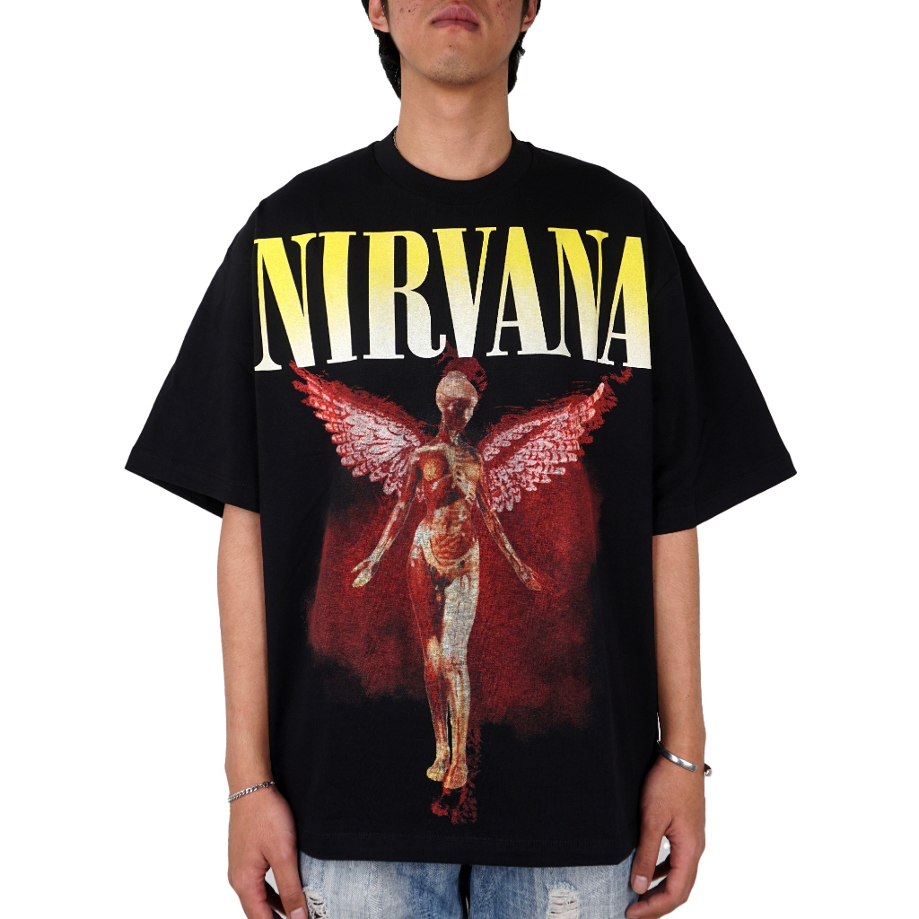 NIRVANA IN UTERO TOUR BLACK OVERSIZED SHIRT // KAOS BAJU HITAM BAND HITAM
