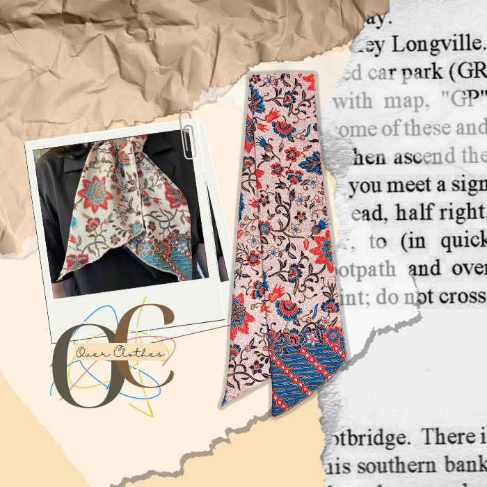 Syal Scarf Batik Dasi / Dasi Ungu dan Biru / Souvenir Local Unik