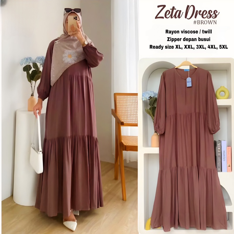 GAMIS POLOS ZETA Black Twill MAXY DRESS RAYON TWILL RAYON VISCOSE SUPER JUMBO LD 110 120 130 140 150 BEST SELLER BIG SIZE XL XXL 3XL 4XL 5XL Busui Ready Stock Termurah-1