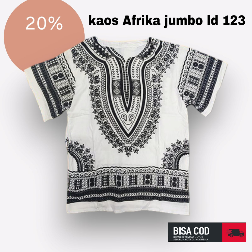 terbaru baju kaos dashiki jumbo / kaos afrika jumbo /baju bali jumbo /kaos santai pria wanita ld 123