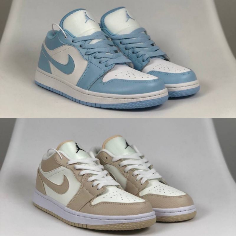 SEPATU WANITA NI1KE A1R JORDAN LOW ICE BLUE, BROWN BNIB PERFECT KICK