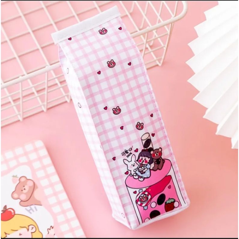 

tempat pensil kotak susu