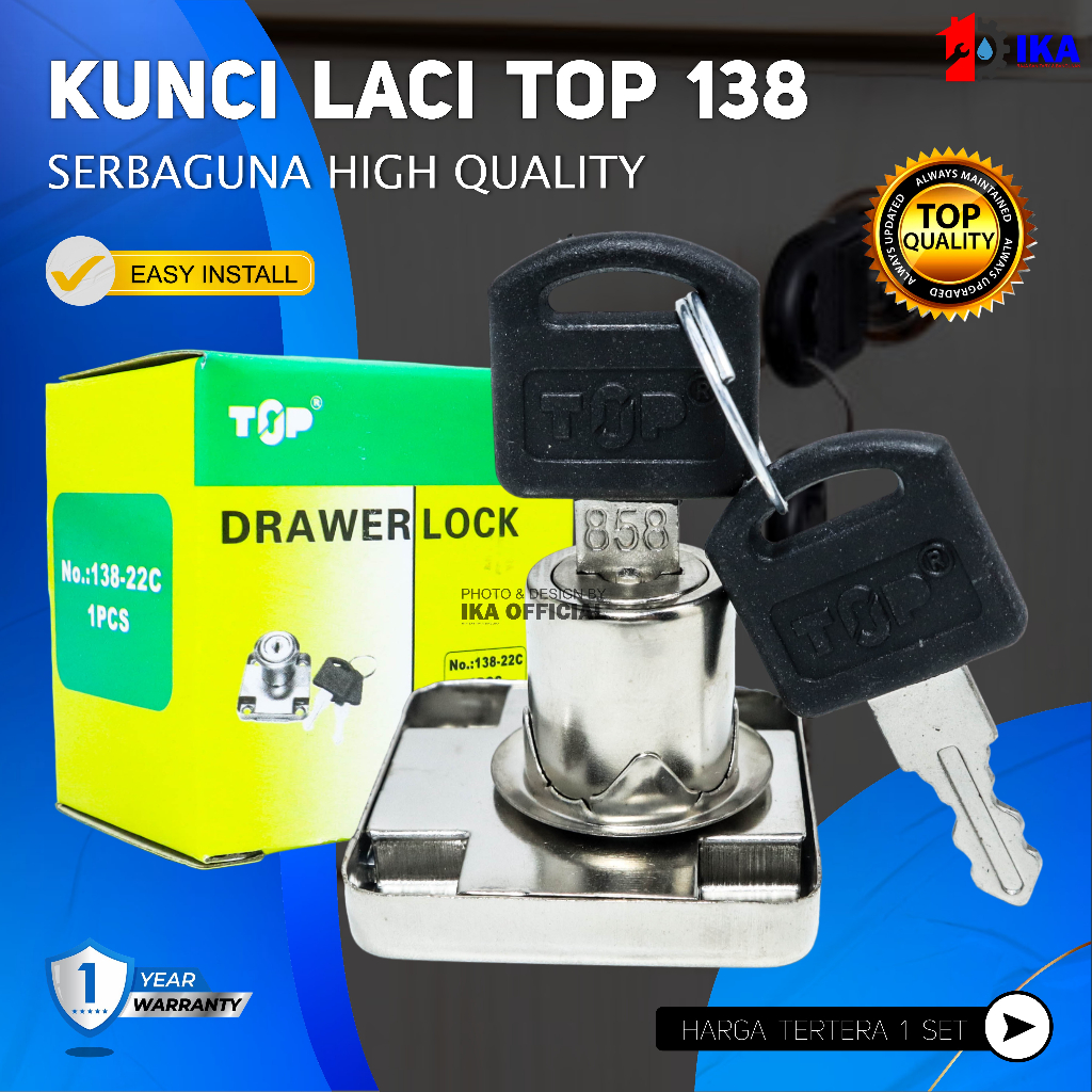 Kunci Laci Lemari Meja Ferza 138-22mm Kopong (E5110) Kunci Loker Lemari  / Laci  138 22 mm Camlock B