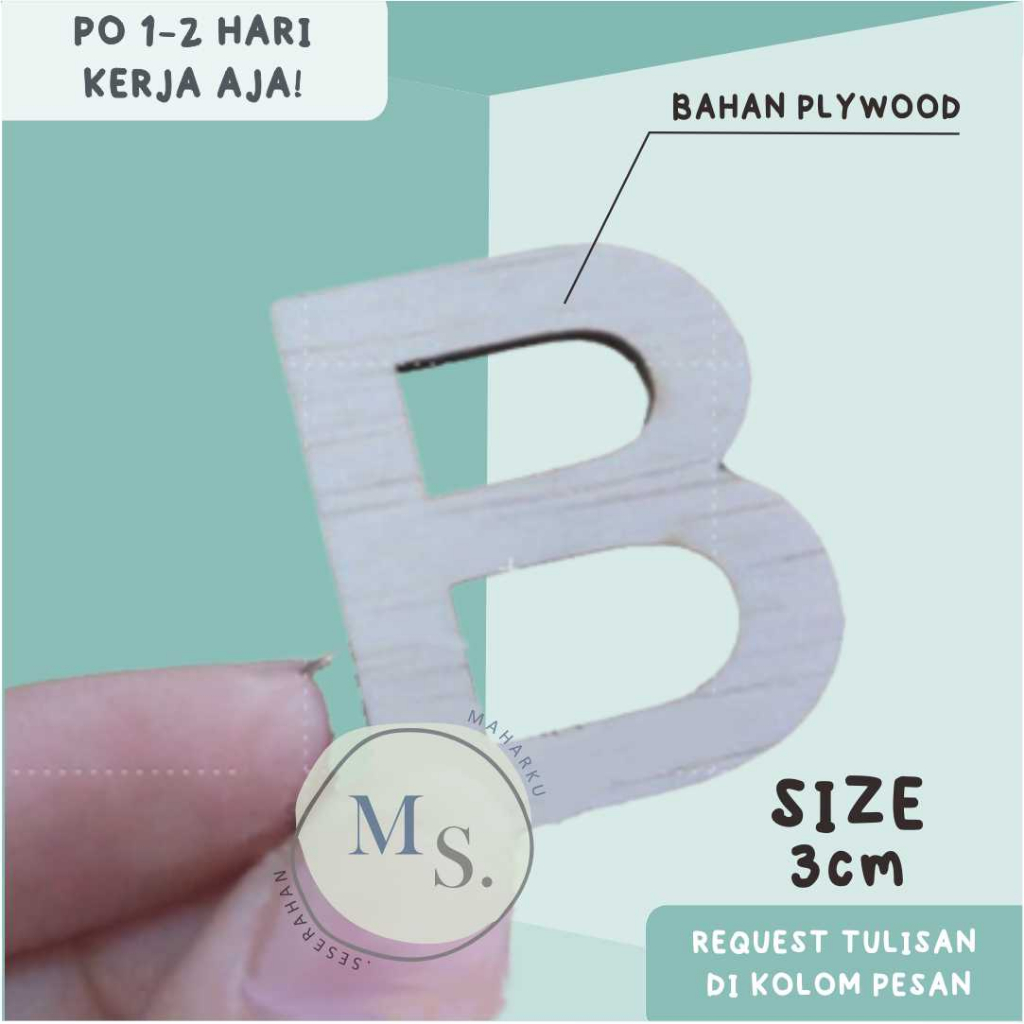 KAYU 3CM HURUF ABJAD (A-Z),3CM INITIAL NAMA KAYU ABJAD HURUF TIMBUL DEKORASI MAHAR SESERAHAN MAS KAW