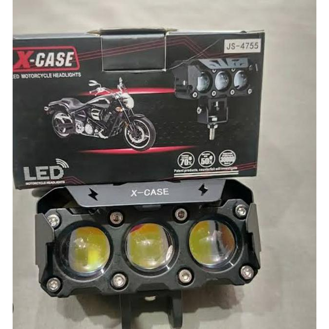 LAMPU TEMBAK LED X-CASE LAMPU TEMBAK 3 MATA LENSA WARNA WHITE/YELLOW