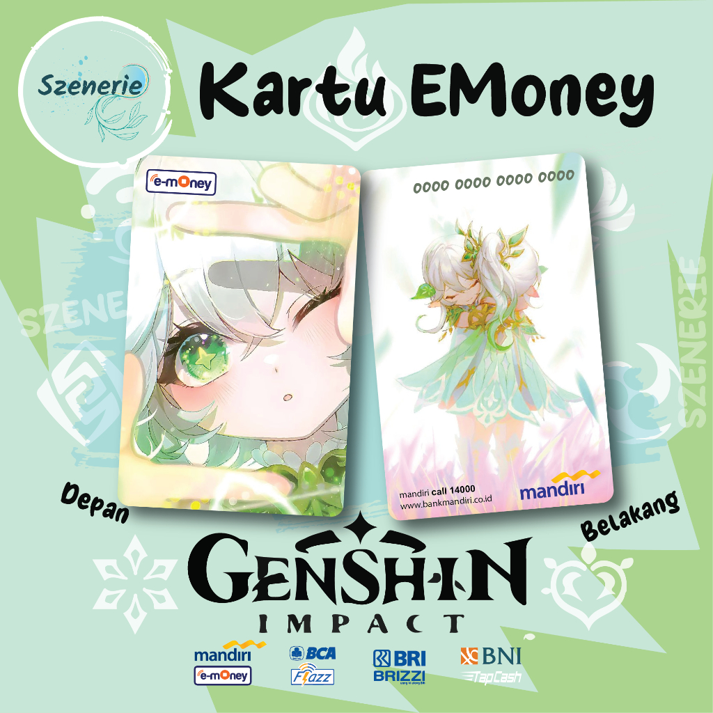 Emoney Nahida Cute Genshin Impact Flazz gen 2 Kartu E-money Mandiri BCA Tapcash Brizzi NFC - 2 sisi