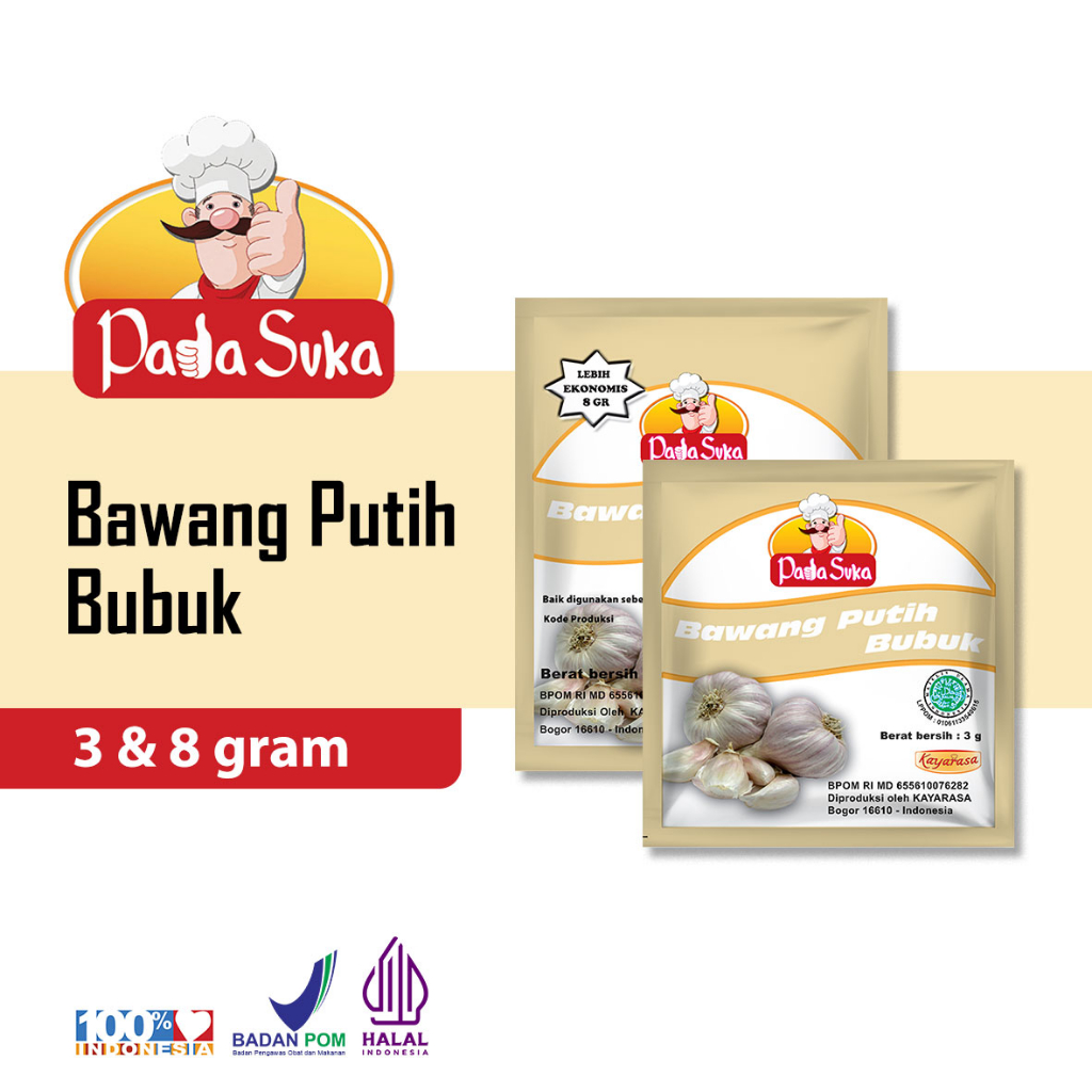 

PADASUKA BAWANG PUTIH BUBUK 3GR & 8GR