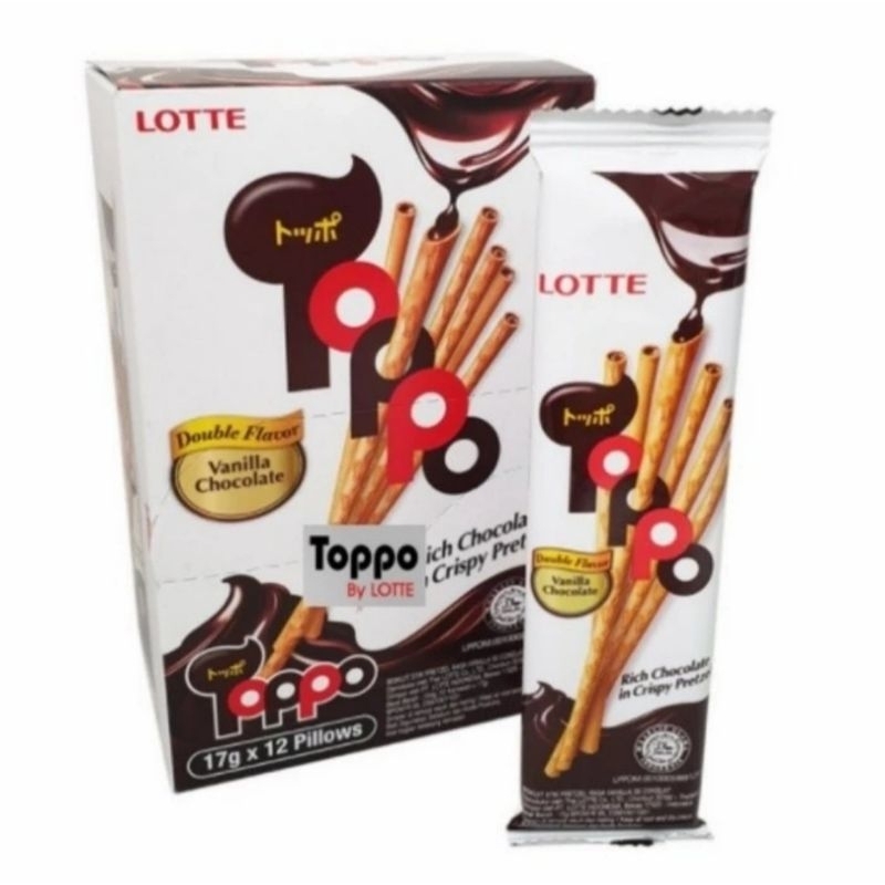 

Lotte Toppo Vanilla Cokelat Biscuit 17gr isi 12 Sachet