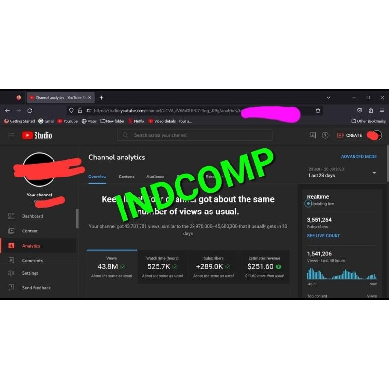 Akun Youtube Monetisasi 3,5jt Subscriber