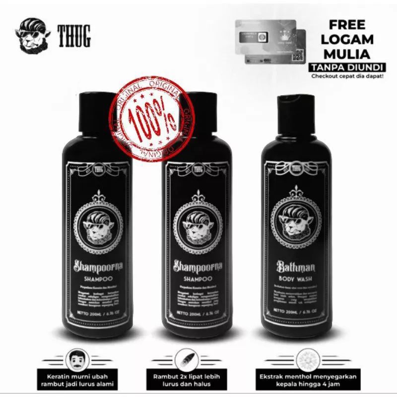 Shampoorna Shampo Pelurus Rambut Thug 100ml