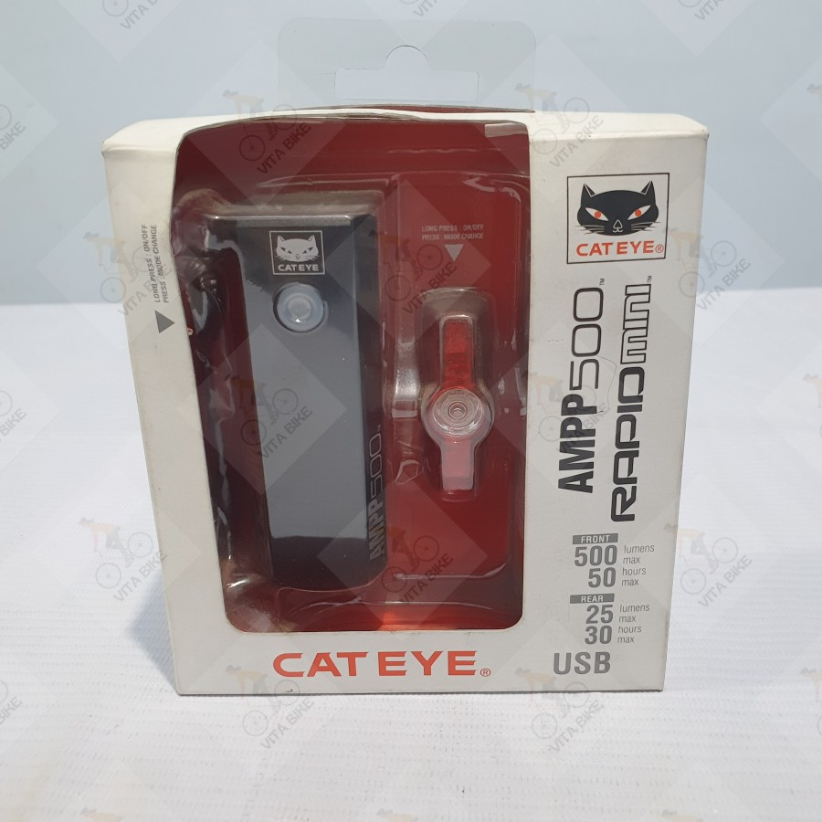 Lampu depan belakang sepeda Cateye AMPP500 & Rapid Mini