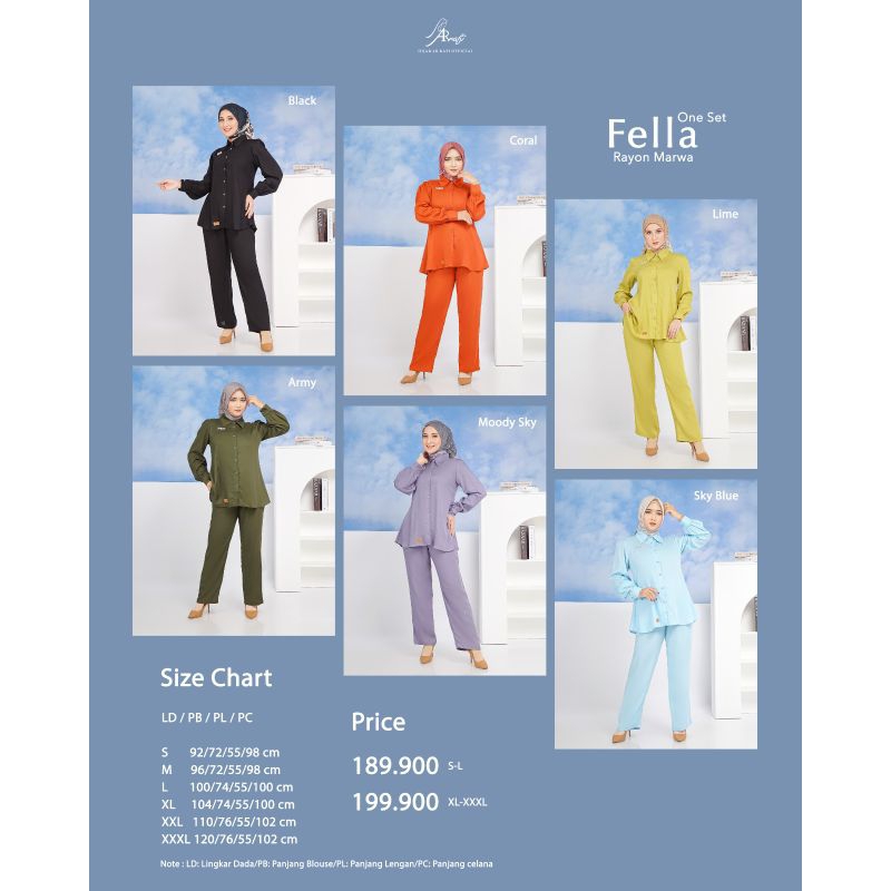 one set arrafi fella one set arrafi ORI cantik trandy kekinian best seller terbaru new terlaris