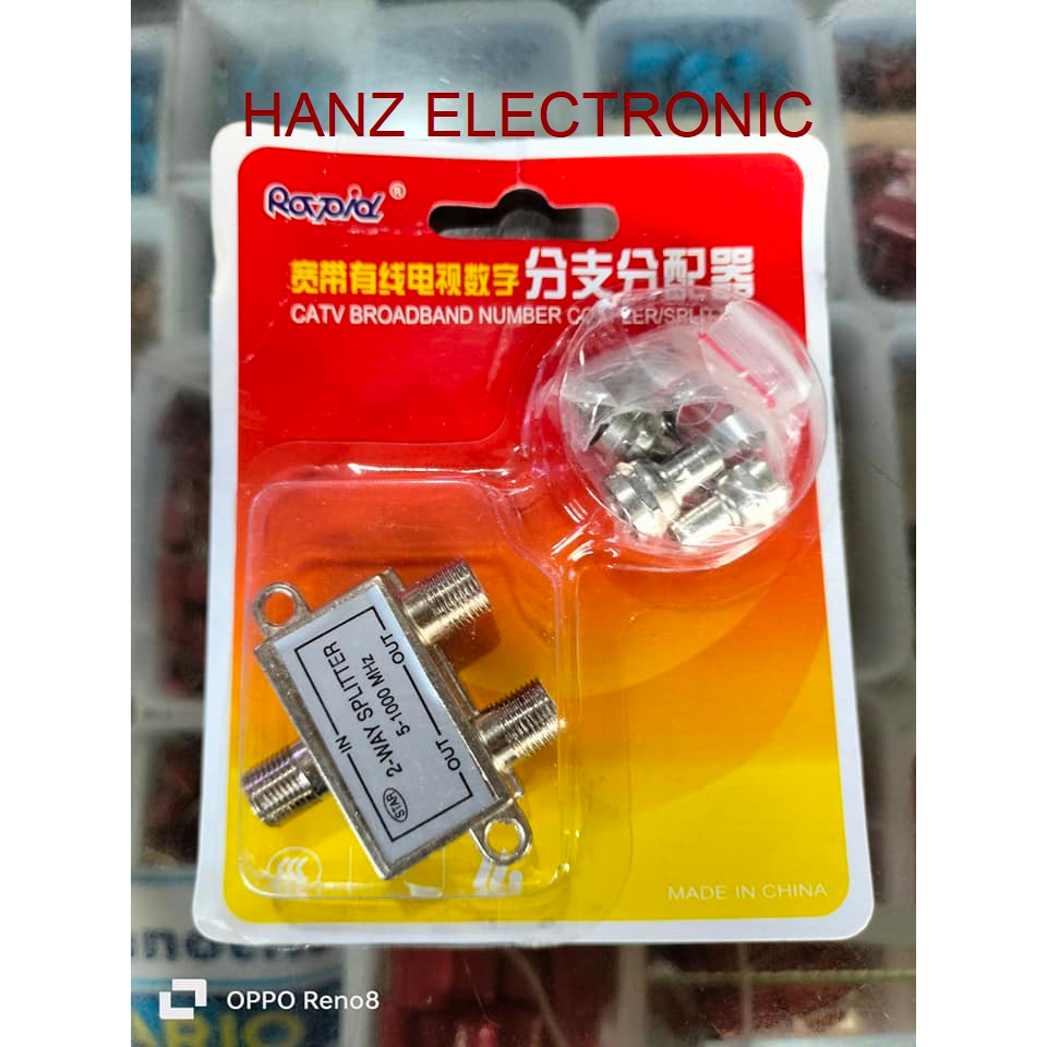 SPLITER 2 WAY/Splitter Antena TV Pembagi Kabel Cabang Antena RAPID
