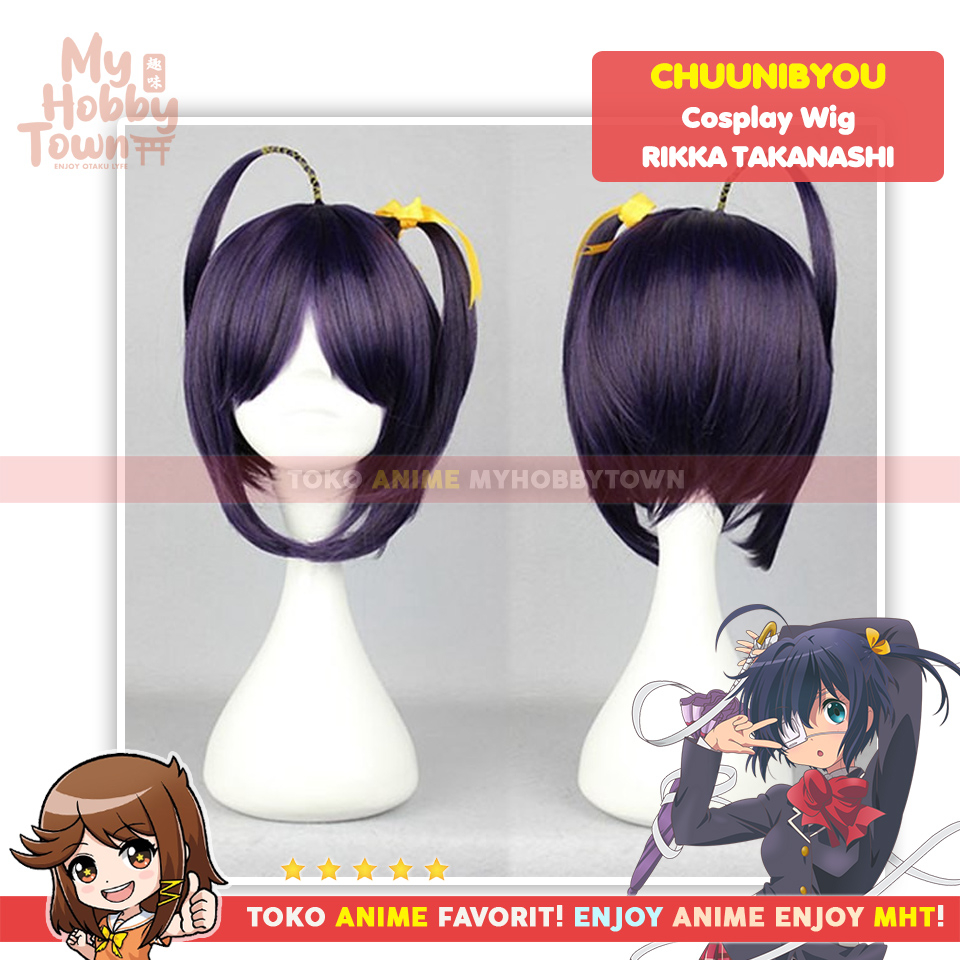 Wig Anime Cosplay MCoser Dark Purple 35 cm 297-A - Chuunibyou - Takanashi Rikka Rambut Palsu