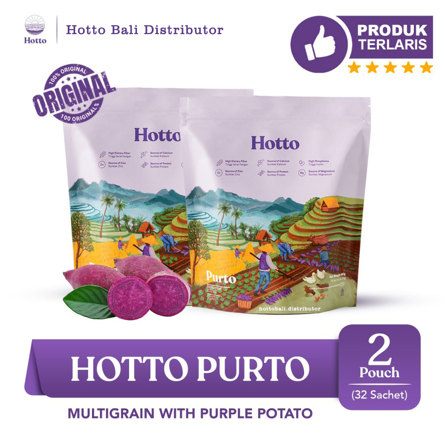 

Hotto Purto Oat 2 Pouch isi 32 Sachets Superfood Multigrain Official Bali Distributor