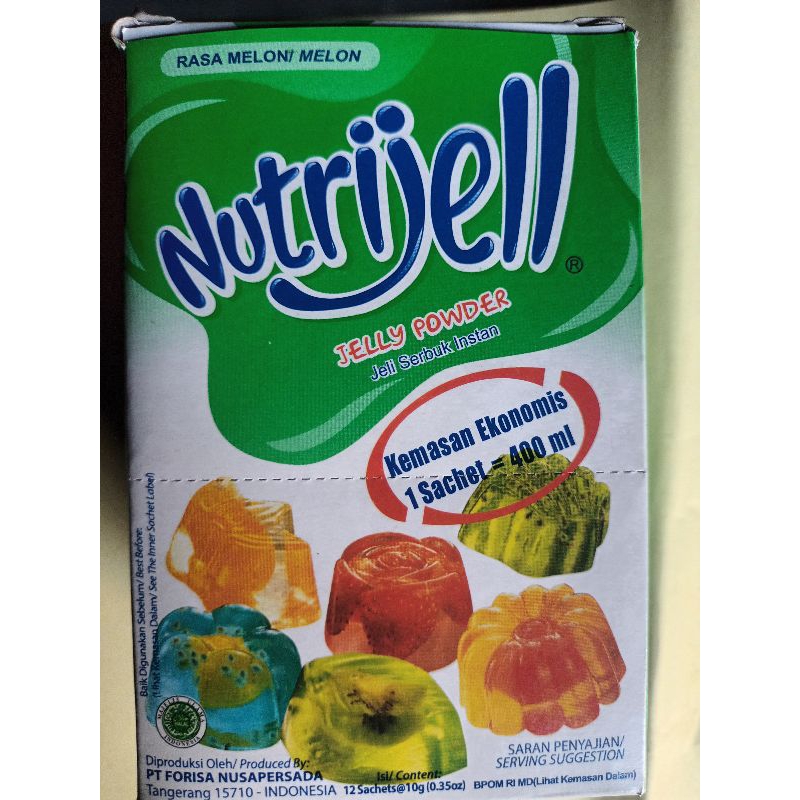 

nutrijell rasa melon 1box isi 12shaset berat 10gr persahset.