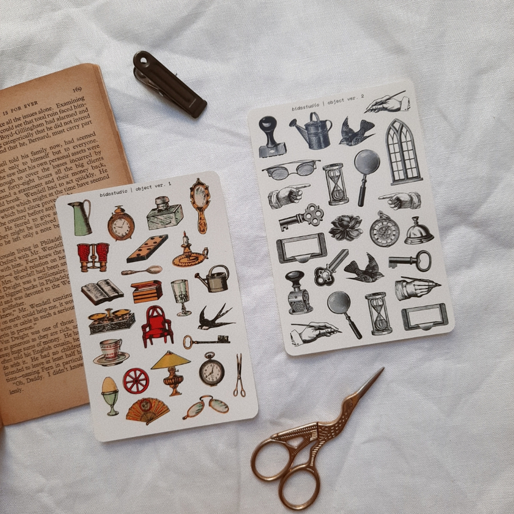 

BIDASTUDIO Vintage Object Sticker Sheet / Stiker Kiss Cut