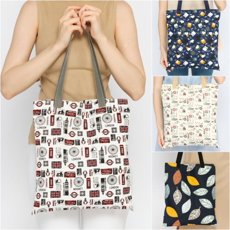 Tas totebag selempang wanita resleting kanvas aesthetic kuliah besar kain tebal korea polos premium 