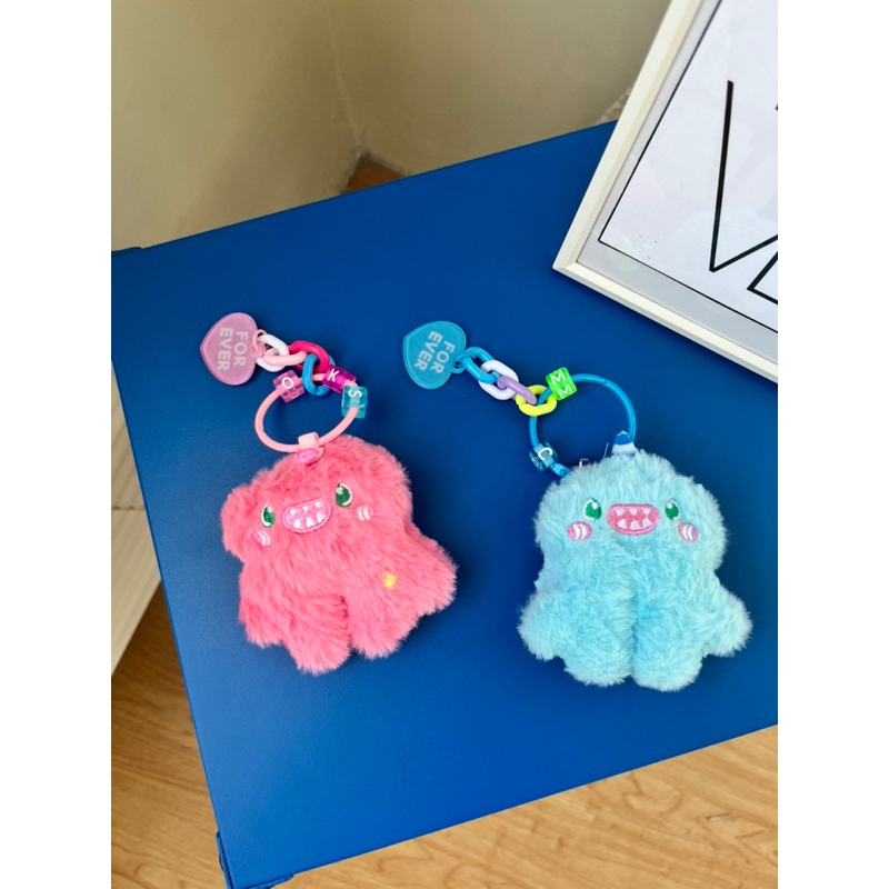 Mores Bag Charm Aksesoris Gantungan Kunci Tas Bentuk Boneka Monster Bulu Plush Doll Pendant Keychain Pastel Import Lucu