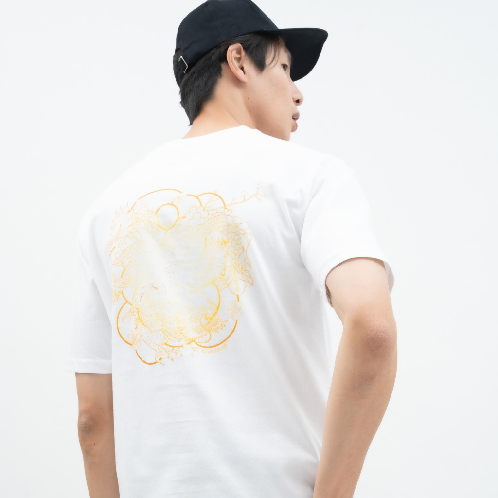 Houseofcuff T-shirt Kaos Putih Motif Gold Dragon Tersedia Size S-4XL