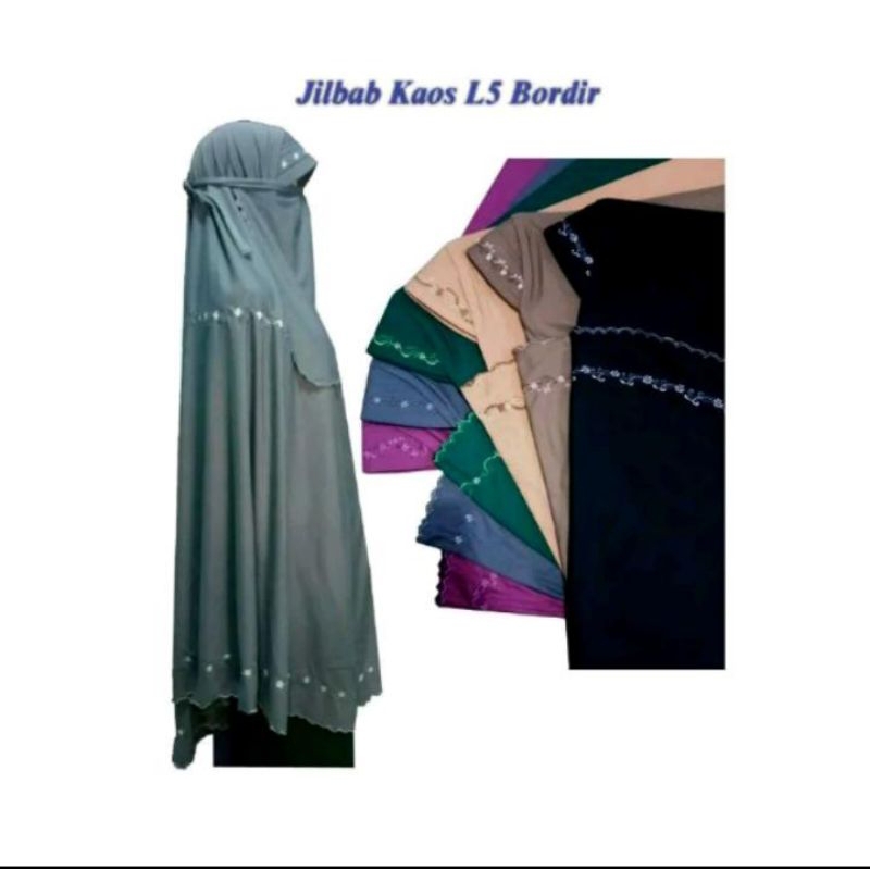 Jilbab Kaos bordir plus cadar tali