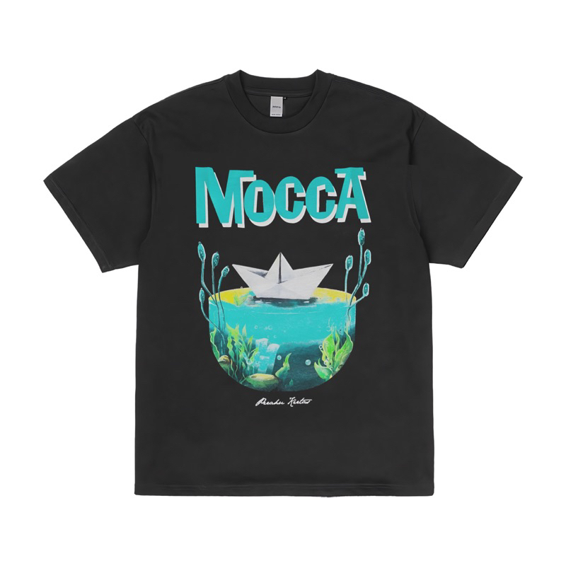 KAOS BAJU MOCCA Perahu Kertas | T-Shirt Band metal musik rock | RAP TEE OVERSIZE HITAM VINTAGE BOOTL