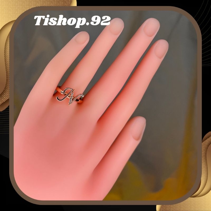T92 cincin Xuping huruf N kombinasi zircon cantik bisa couple
