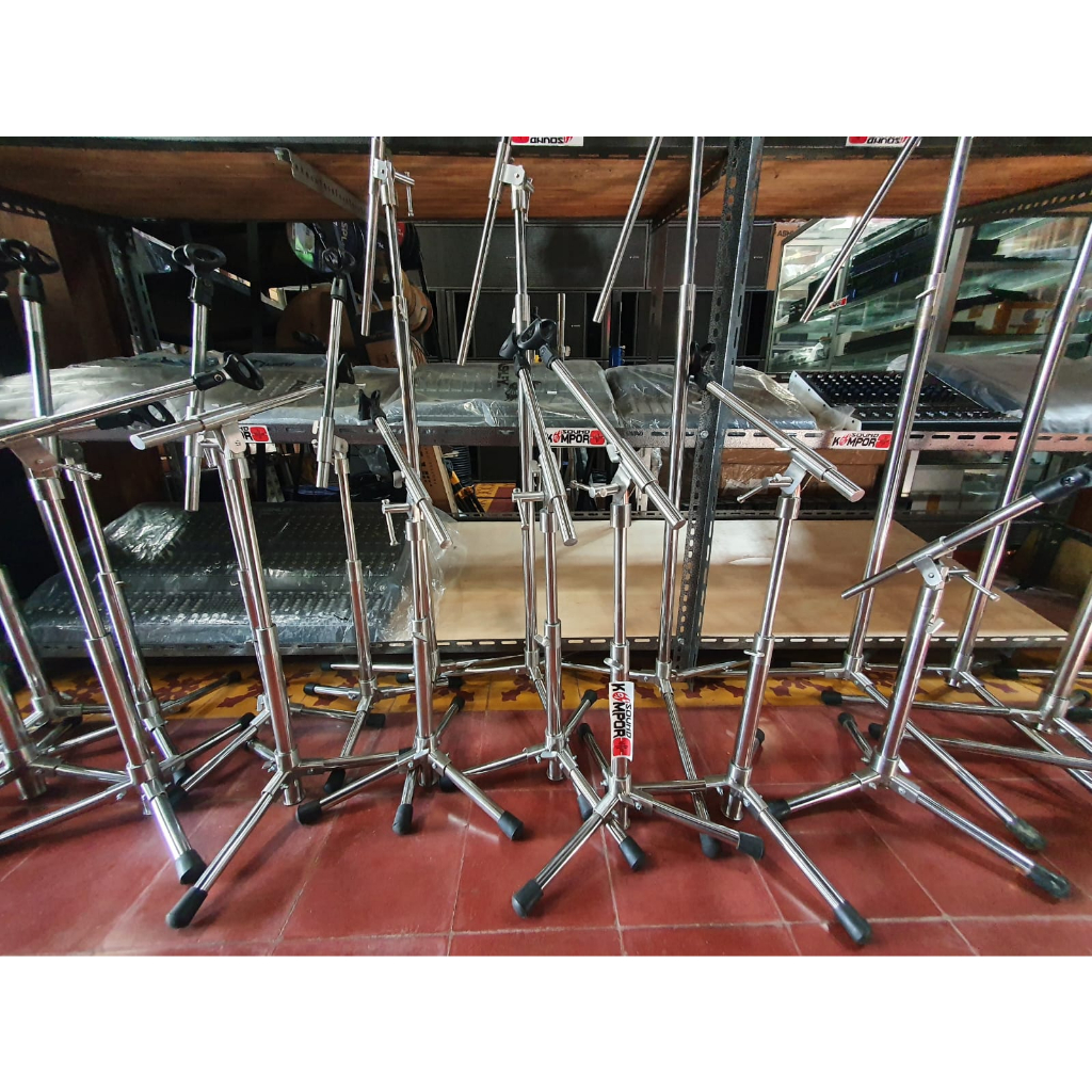 STAND MIC STAINLESS STEEL STAND MIC PENDEK ANTI KARAT STAND MIK
