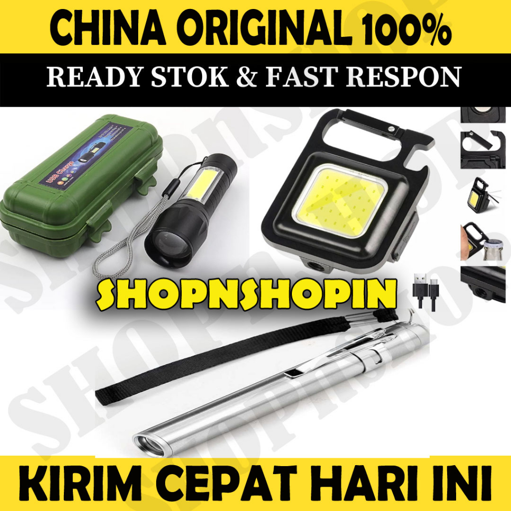 Senter Mini Gantungan Kunci | Senter Mini Cas LED Super Terang