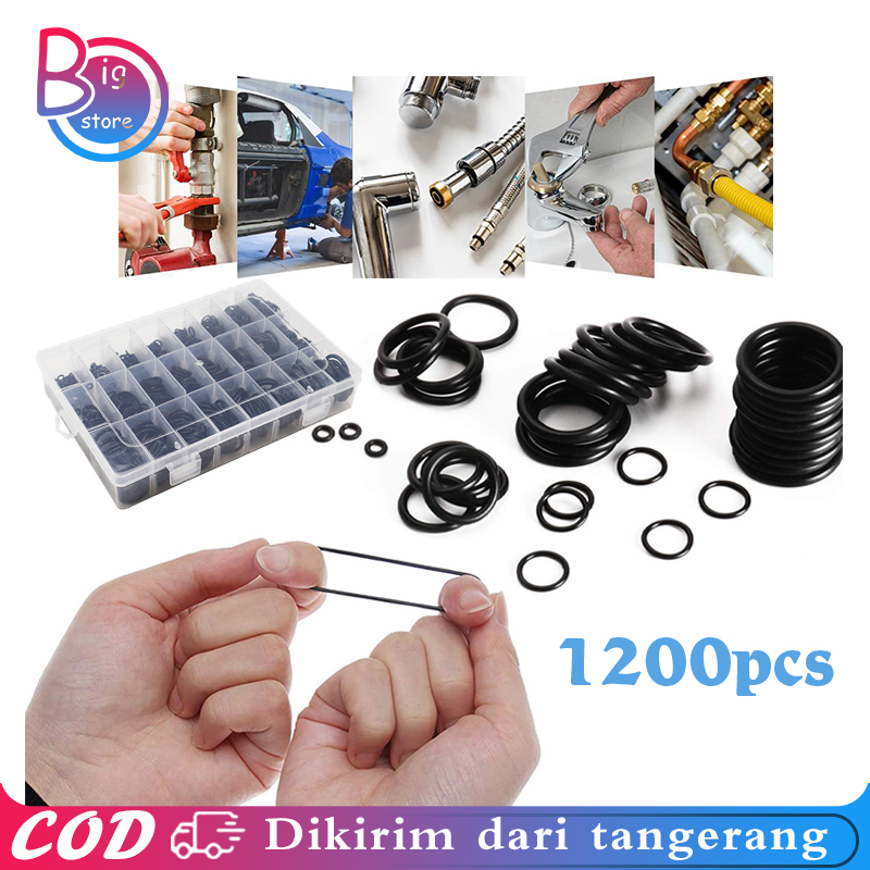 1200pcs/Kotak Karet O Ring Seal Set 24 Ukuran Nbr Seal Ring Kit Rubber O Ring Seal Karet O Ring Rubb