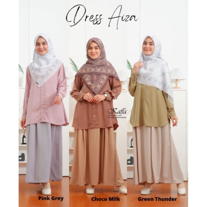 Kaffa Busana Bandung/Dress Aiza/Gamis Polos/Dress Najwa/Gamis Gabungan Rok dan Tunik