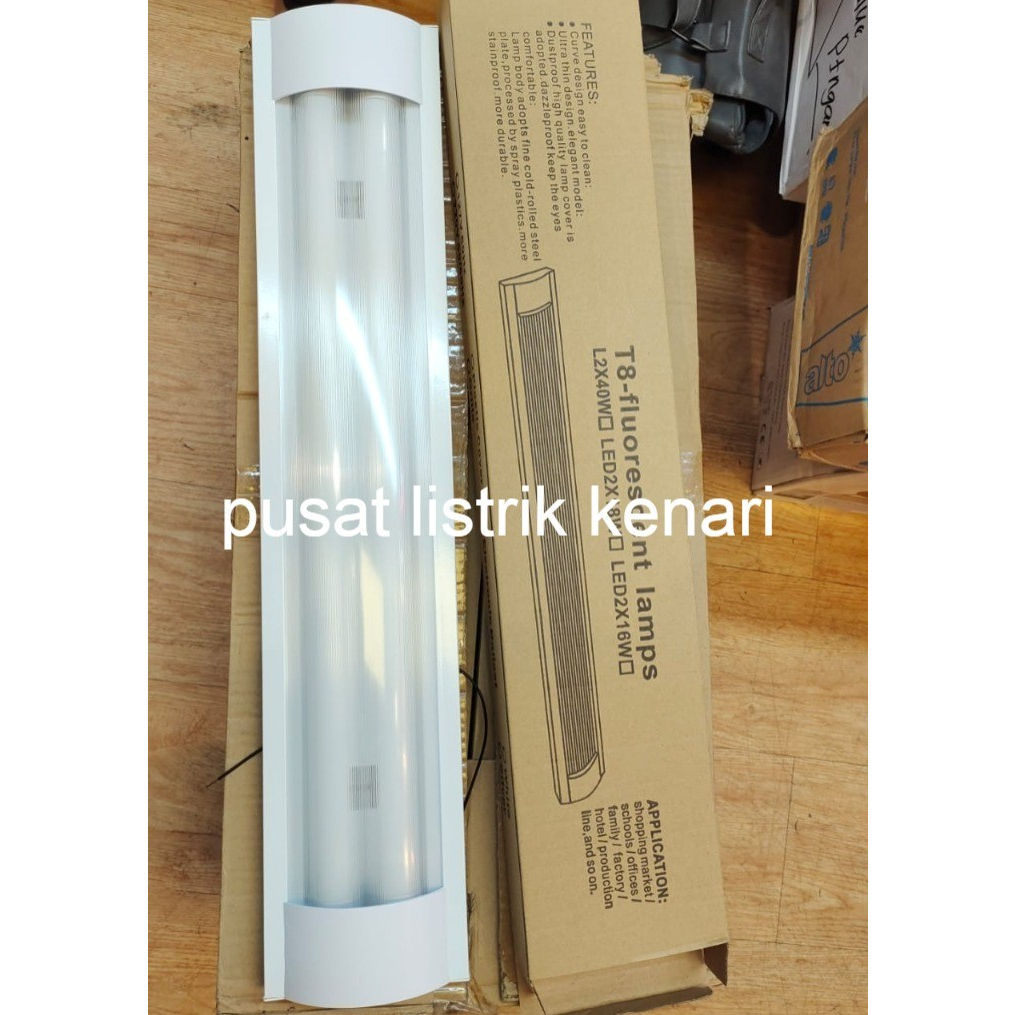 kap rm outbow acrylic 2x18 60cm include 2 lampu kap tl 2x36 120cm