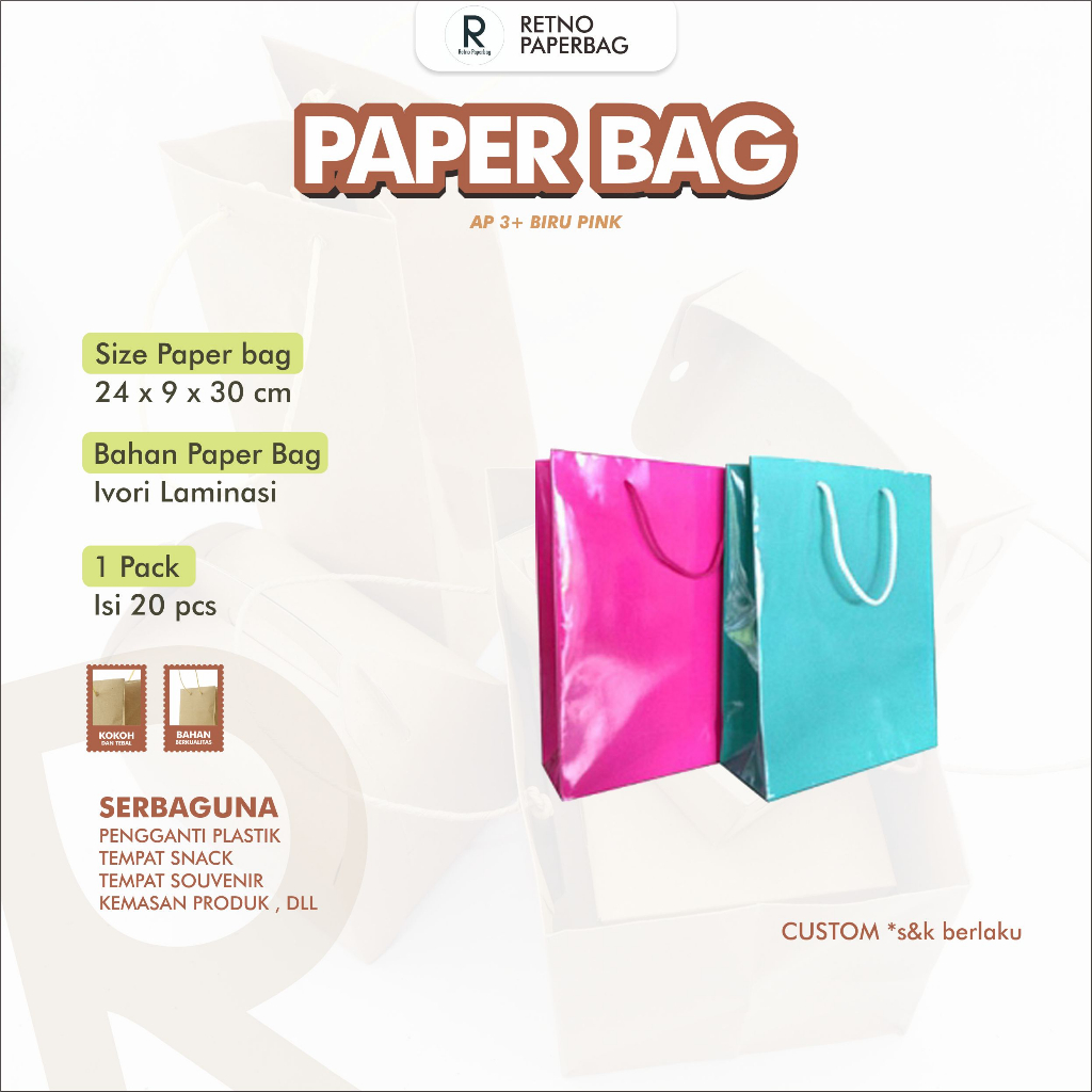 

Paper Bag Pink Serbaguna Tas Kertas AP3+WARNA-Retno Paperbag