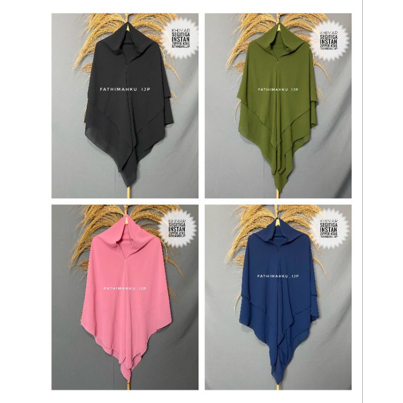 Khimar Zipper Segitiga Instan Ceruty Babydoll/Cadar Ceruty 2 layer/Jilbab Instan Murah/Khimar segiti