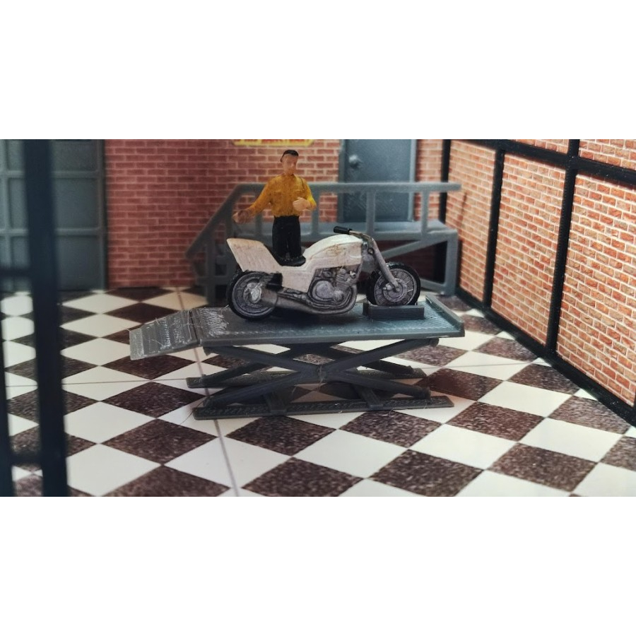 Aksesoris Diorama Diecast sepeda motor Lifter skala 64