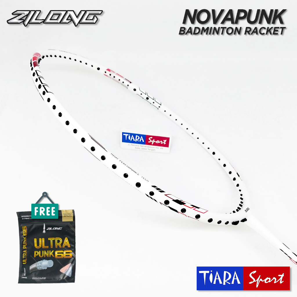 Raket Zilong NOVAPUNK - White - Putih Badminton Set Free Senar