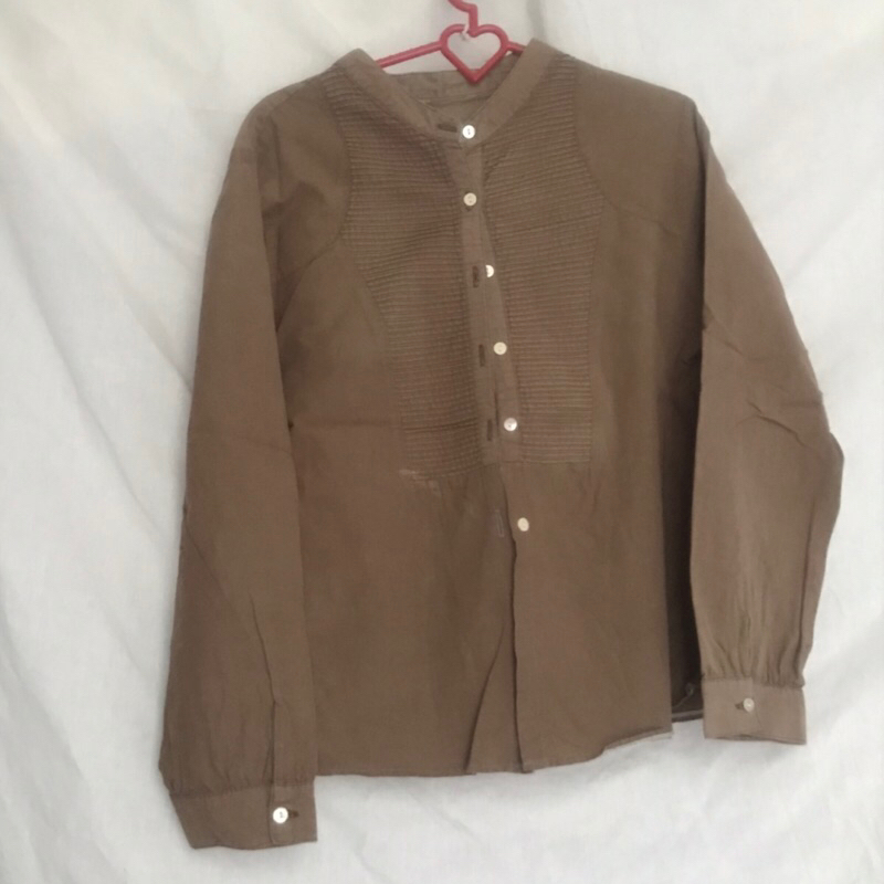 ‼️CLEARANCE SALE‼️PRELOVED Kemeja Lengan Panjang Coklat Dust Krem Cream Kemeja Perempuan Wanita