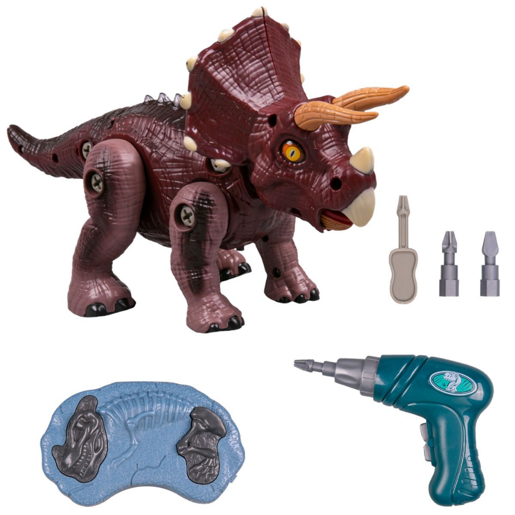 Dinosaur Planet  Light & Sounds DIY RC Triceratops Dengan Obeng - Robot Dino Berjalan Suara Lampu