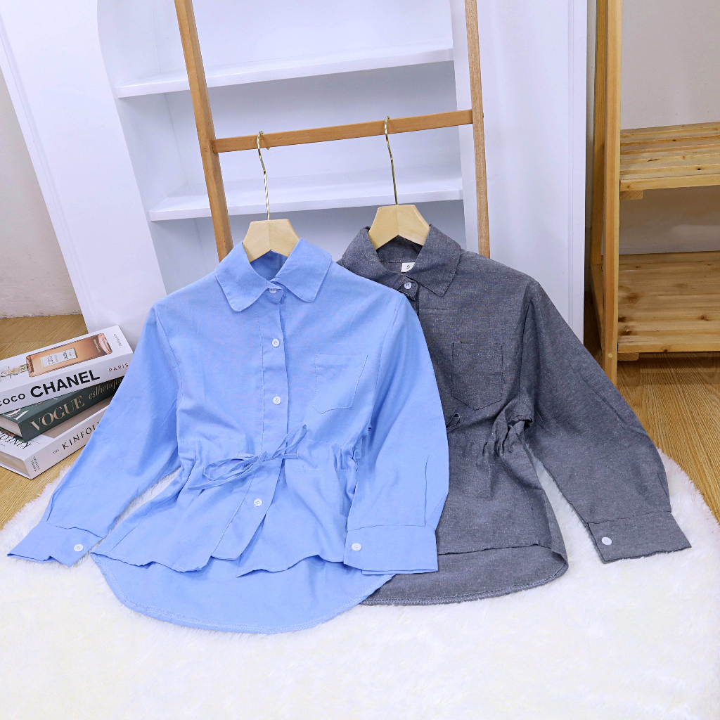 (Fit to XL) Zianna Top - Blus Kemeja Wanita Blouse Kualitas Import Kerut Kantor Lengan Panjang Korea