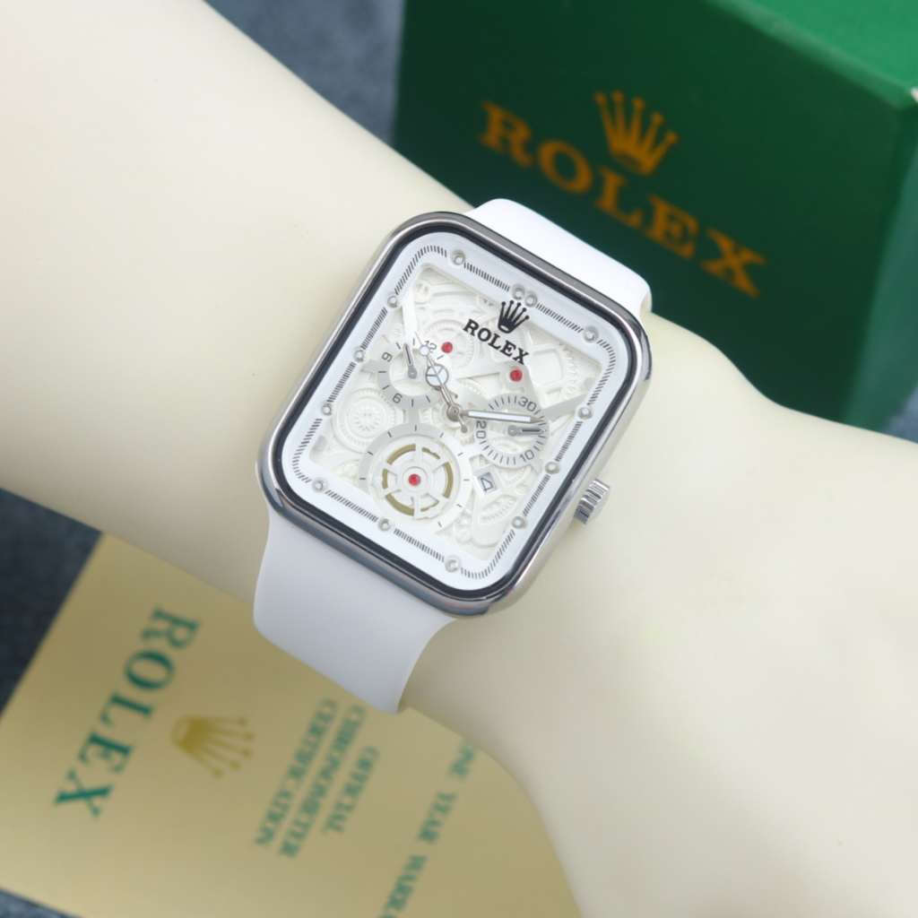 ( BISA COD ) NEW MODEL JAM TANGAN WANITA ROLEX RUBBER CRONO OFF TANGGAL AKTIF DIAMETER 38MM FREE BOX