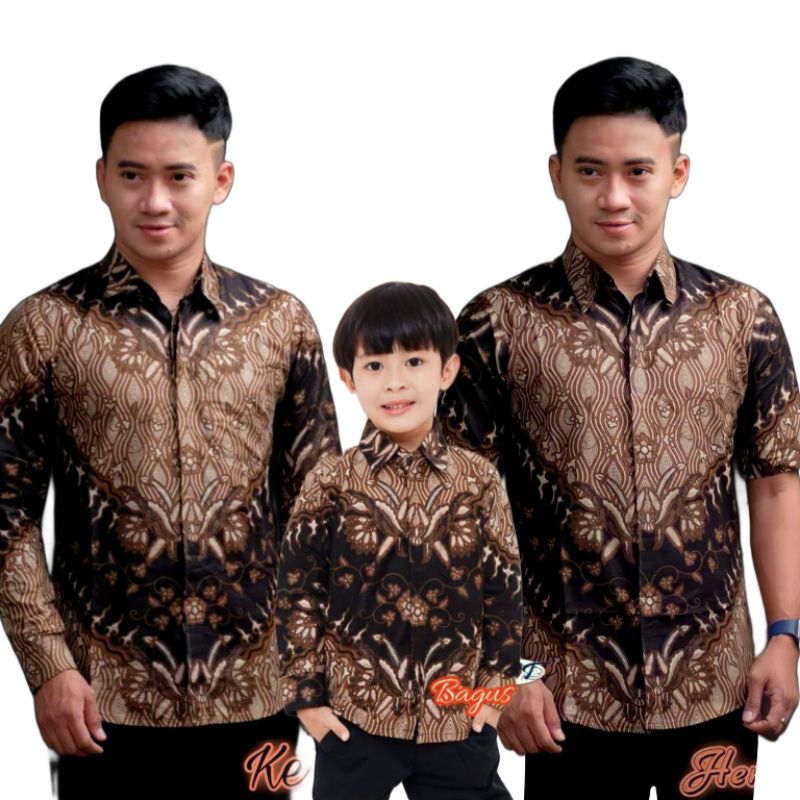 Batik Priyayi Couple Baju Kemeja Hem Batik Couple Ayah dan Anak Laki laki Cowok Premium Terbaru Terl