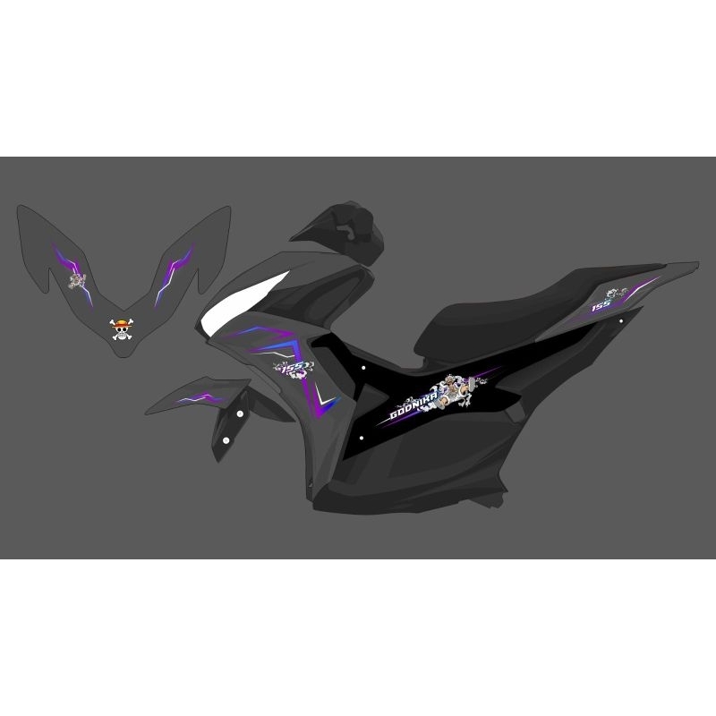 Striping Sticker aerox New custom transparan anime Godnika