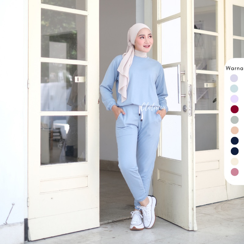 Lilly One Set Setelan Sweater Celana Sweatpants Jogger Setelan Baju Olahraga Wanita