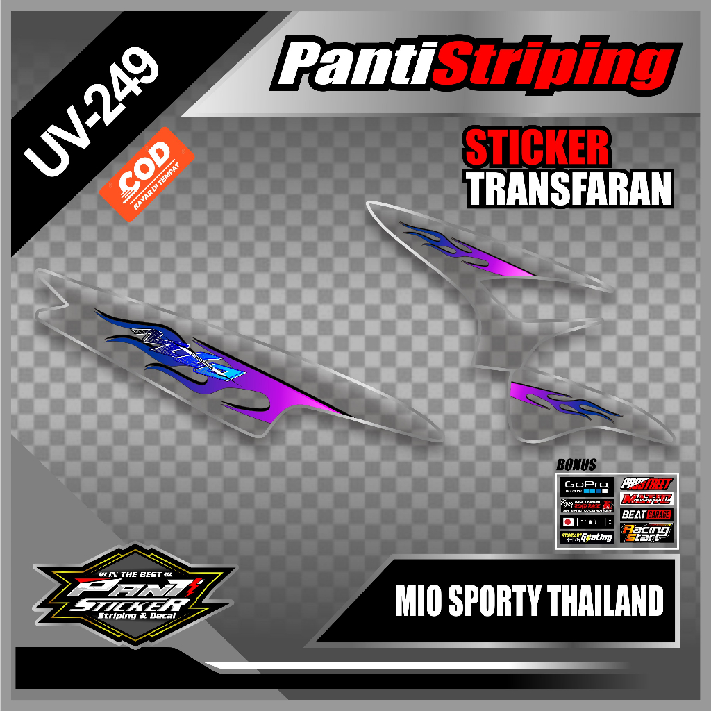 (COD) Striping Motor Transparan UV Variasi Mio Sporty Thailand Motip Api Sticker Mio Api Viral Sudah Dicutting