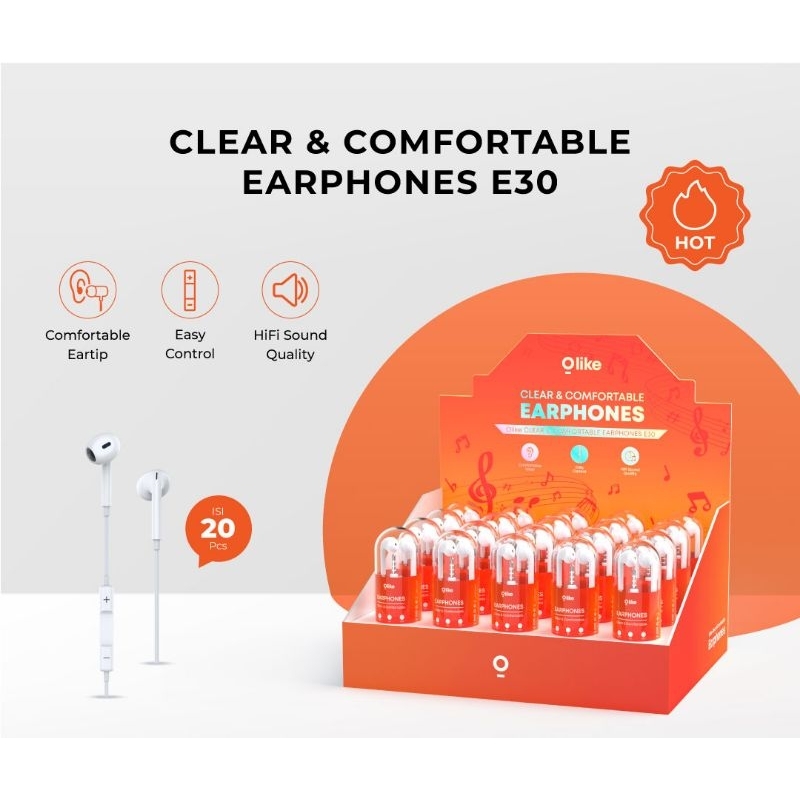 Olike Headset Earphones Tube E30 E30 New Suara Bagus