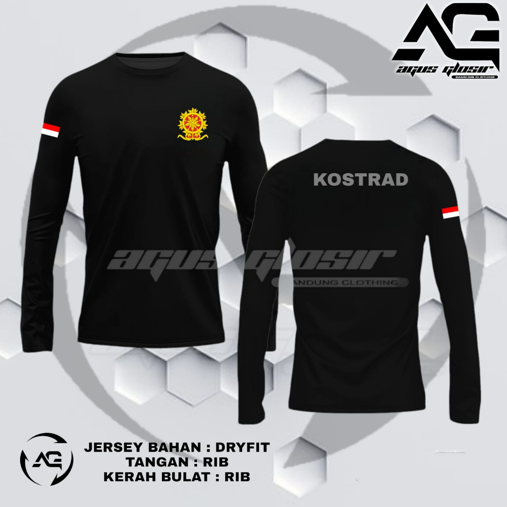 Kaos TNI KOSTRAD Lengan Panjang || Kaos Olahraga KOSTRAD || Kaos Running KOSTRAD Bahan DRYFIT