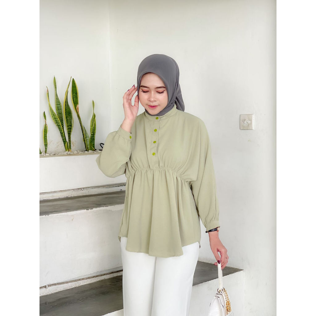 Ayasha Hijab - Livi Blouse Crinkle Bluse Wanita Serut Depan Baju Crincle Airflow Busui Frendly