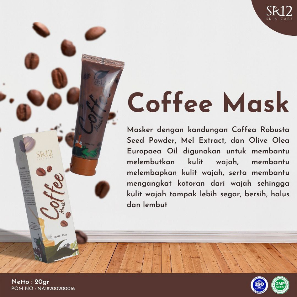 Coffee Mask Masker Tube 20gr SR12 Peeling Kopi Ampuh atasi Flek Hitam Noda Bekas Jerawat Komedo BPOM