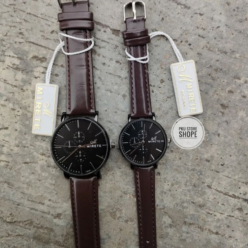 Jam TANGAN COUPLE TALI KULIT Mirete Original Tahan Air | Jam Tangan Pria Dan Wanita Analog Bestsellert MEWAH ELEGAN Sporty Bisa Beli Satuan | Jam Tangan Cowok | Jam Tangan Cewek Strap Kulit MURAH berkualitas Dijamin Sesuai Foto Realpict