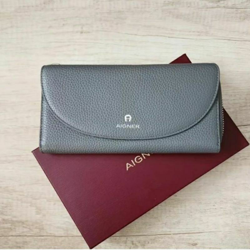 Dompet Aigner Vittoria grey leather New Original